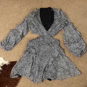 Bardot black and grey dress with slit in waist area